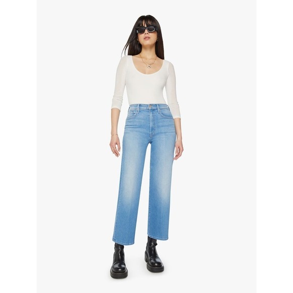 Mother The Rambler Zip Ankle Jeans Wide Straight Leg Going Dutch Blue 29 NWT - Picture 1 of 11